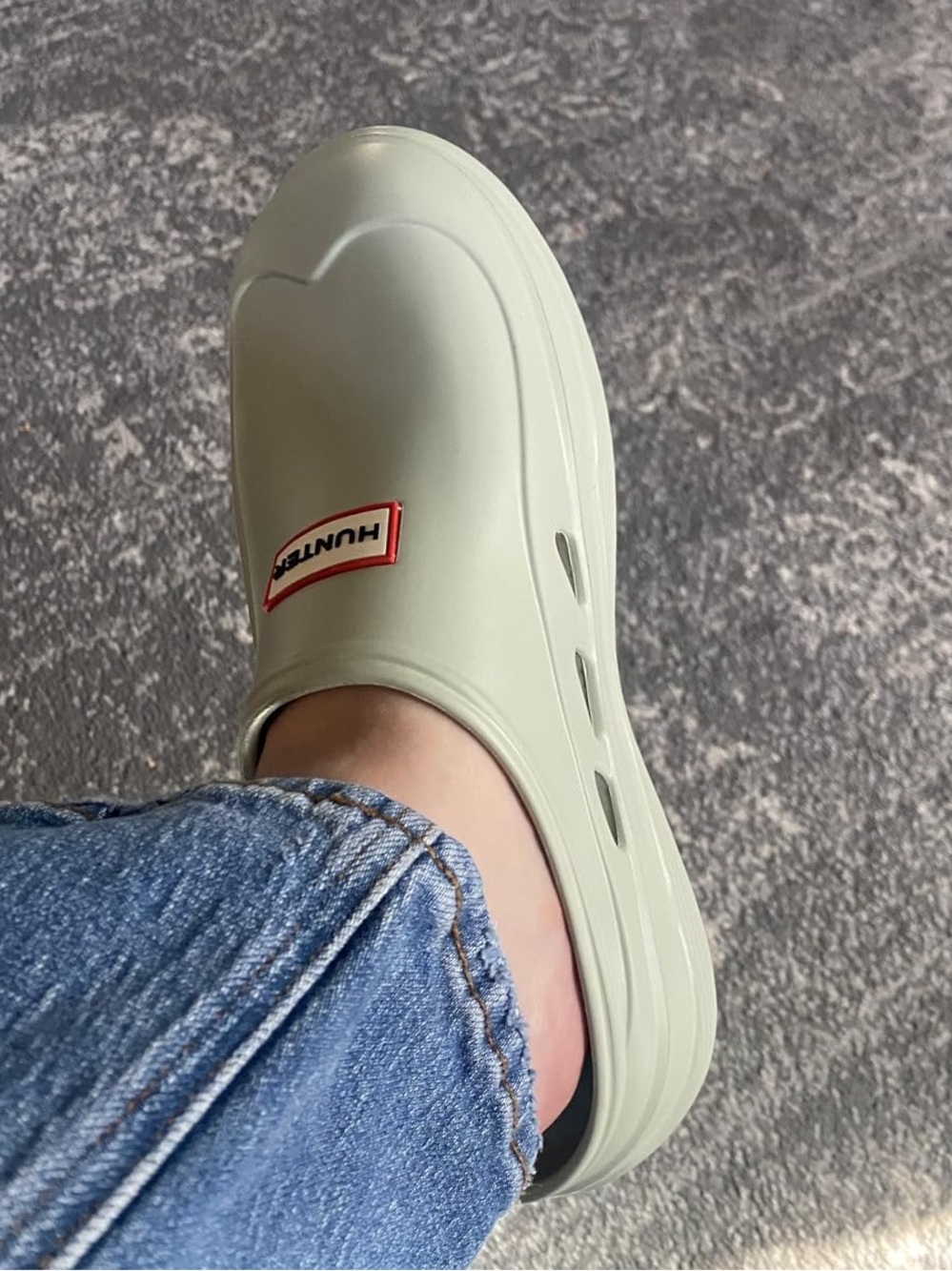 Hunter Light Green Slip-On Clogs with Red Logo Accents - Picture 3 of 9